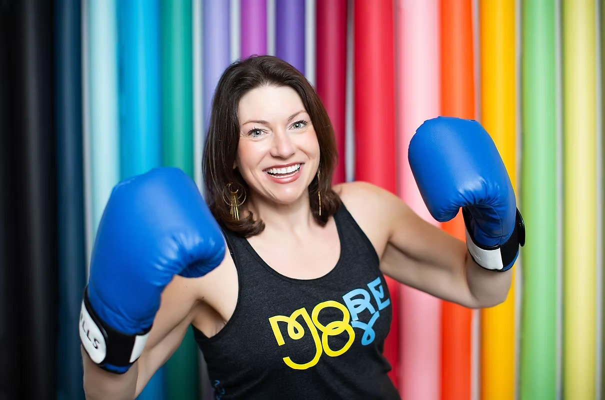 Julie Stevens Fight Julie Stevens with boxing gloves.